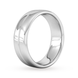 Goldsmiths 7mm Slight Court Standard Milgrain Centre Wedding Ring In 18 Carat White Gold