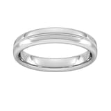 Goldsmiths 4mm Slight Court Heavy Milgrain Centre Wedding Ring In 18 Carat White Gold