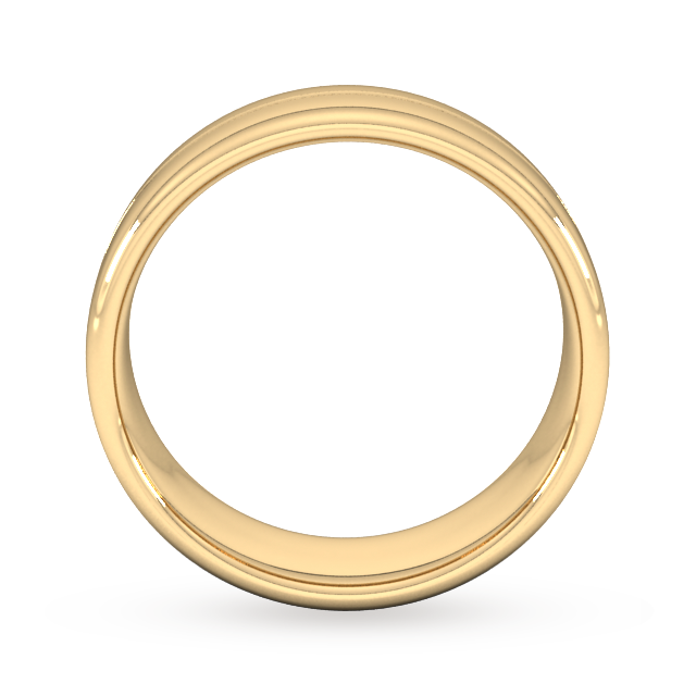Goldsmiths 7mm Slight Court Standard Milgrain Centre Wedding Ring In 18 Carat Yellow Gold