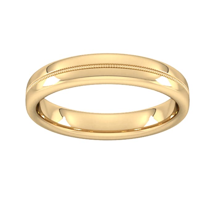 Goldsmiths 4mm Slight Court Heavy Milgrain Centre Wedding Ring In 18 Carat Yellow Gold