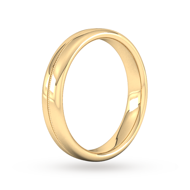 Goldsmiths 4mm Slight Court Heavy Milgrain Centre Wedding Ring In 18 Carat Yellow Gold