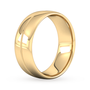 Goldsmiths 8mm Slight Court Heavy Milgrain Centre Wedding Ring In 18 Carat Yellow Gold