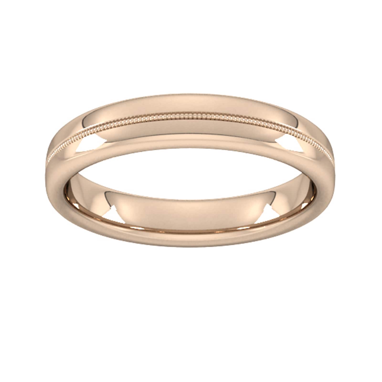 4mm Slight Court Standard Milgrain Centre Wedding Ring In 18 Carat Rose Gold - Ring Size S