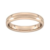 Goldsmiths 4mm Slight Court Standard Milgrain Centre Wedding Ring In 18 Carat Rose Gold - Ring Size P