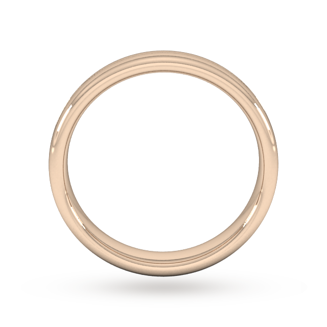 Goldsmiths 4mm Slight Court Standard Milgrain Centre Wedding Ring In 18 Carat Rose Gold