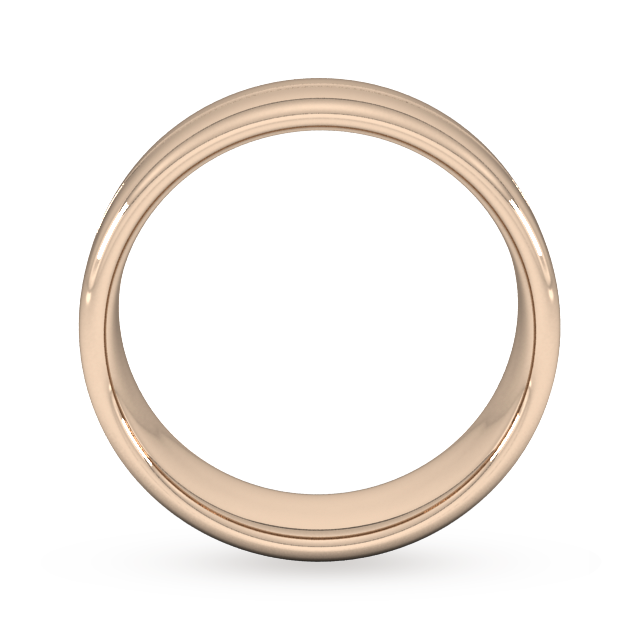 Goldsmiths 7mm Slight Court Standard Milgrain Centre Wedding Ring In 18 Carat Rose Gold