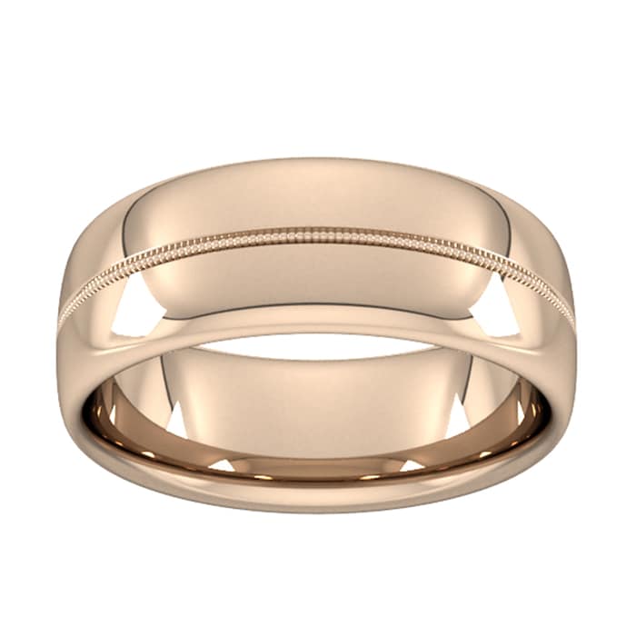 Goldsmiths 8mm Slight Court Standard Milgrain Centre Wedding Ring In 18 Carat Rose Gold