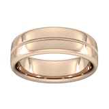 Goldsmiths 7mm Slight Court Heavy Milgrain Centre Wedding Ring In 18 Carat Rose Gold