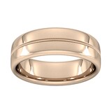 Goldsmiths 7mm Slight Court Extra Heavy Milgrain Centre Wedding Ring In 18 Carat Rose Gold - Ring Size Q