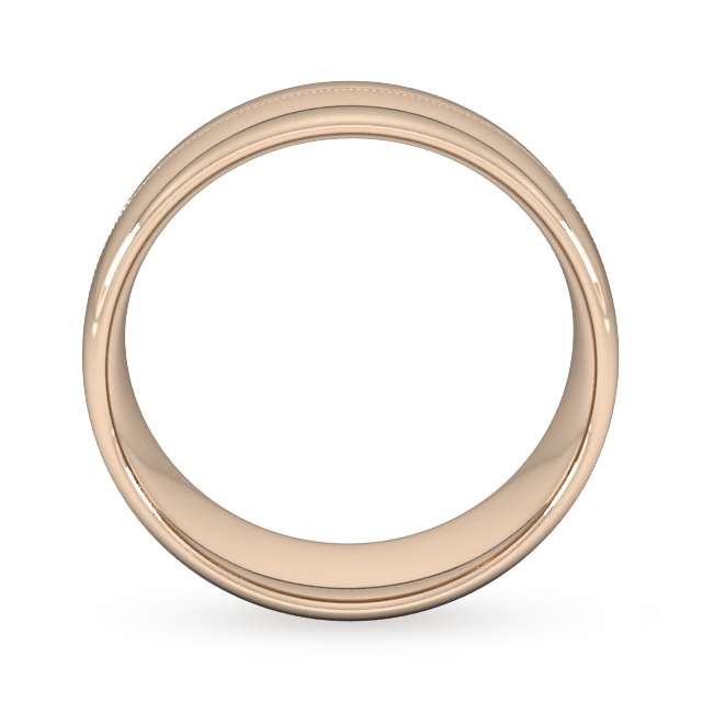 Goldsmiths 8mm Slight Court Extra Heavy Milgrain Centre Wedding Ring In 18 Carat Rose Gold - Ring Size Q
