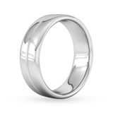 Goldsmiths 7mm Slight Court Standard Milgrain Centre Wedding Ring In Platinum - Ring Size Q