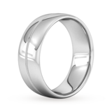 Goldsmiths 8mm Slight Court Standard Milgrain Centre Wedding Ring In Platinum