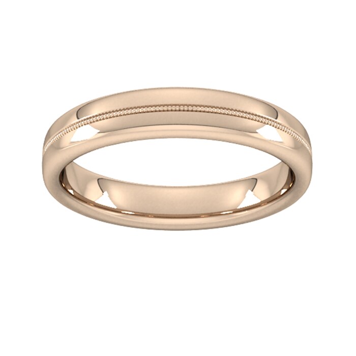 Goldsmiths 4mm Flat Court Heavy Milgrain Centre Wedding Ring In 9 Carat Rose Gold - Ring Size Q