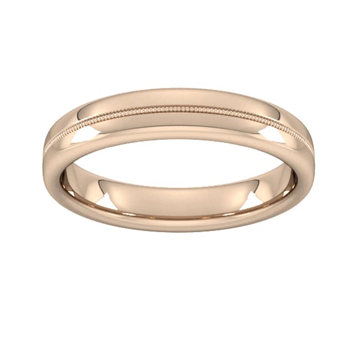 Goldsmiths 4mm Flat Court Heavy Milgrain Centre Wedding Ring In 18 Carat Rose Gold