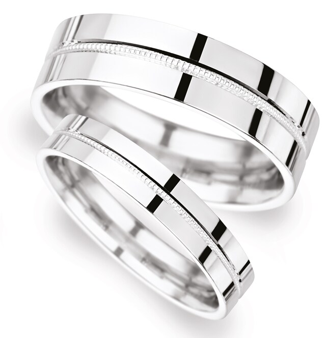 Goldsmiths 4mm Flat Court Heavy Milgrain Centre Wedding Ring In Platinum
