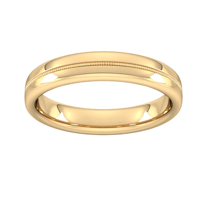 Goldsmiths 4mm Traditional Court Standard Milgrain Centre Wedding Ring In 9 Carat Yellow Gold