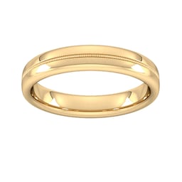 08302238 - 4mm Traditional Court Standard Milgrain Centre Wedding Ring In 9 Carat Yellow Gold