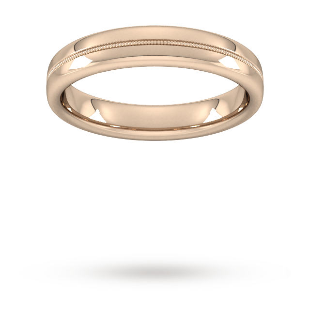 4mm Traditional Court Standard Milgrain Centre Wedding Ring In 9 Carat Rose Gold - Ring Size G