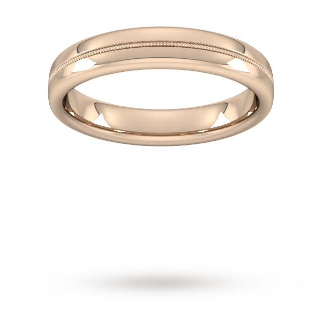 Goldsmiths 4mm Traditional Court Standard Milgrain Centre Wedding Ring In 9 Carat Rose Gold