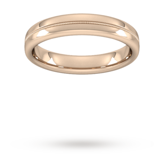 Goldsmiths 4mm Traditional Court Standard Milgrain Centre Wedding Ring In 9 Carat Rose Gold