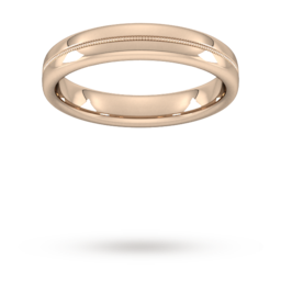 08302244 - 4mm Traditional Court Standard Milgrain Centre Wedding Ring In 9 Carat Rose Gold