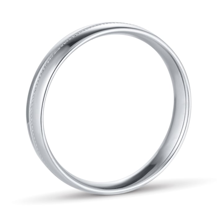 Goldsmiths 4mm Traditional Court Standard Milgrain Centre Wedding Ring In Platinum