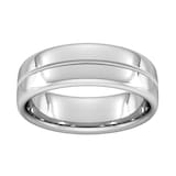 Goldsmiths 7mm Traditional Court Standard Milgrain Centre Wedding Ring In Platinum - Ring Size P