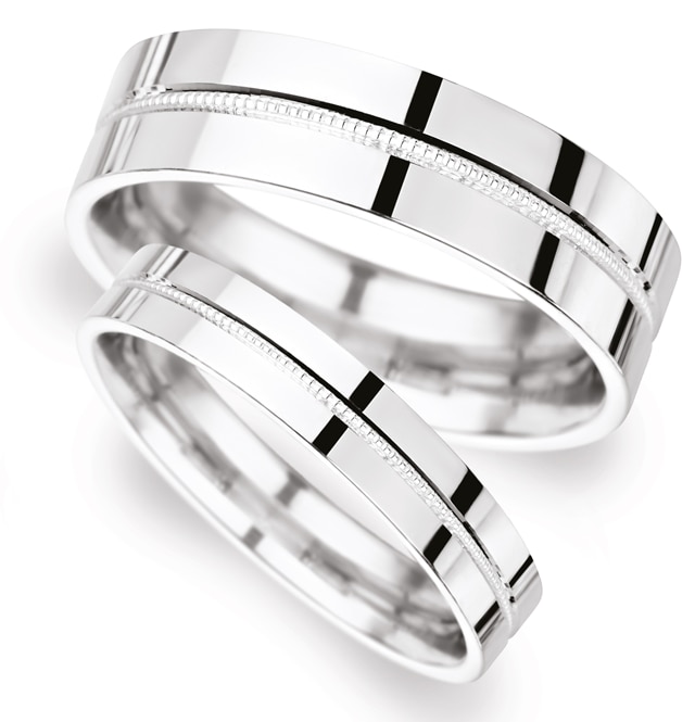 Goldsmiths 4mm Traditional Court Heavy Milgrain Centre Wedding Ring In 950 Palladium