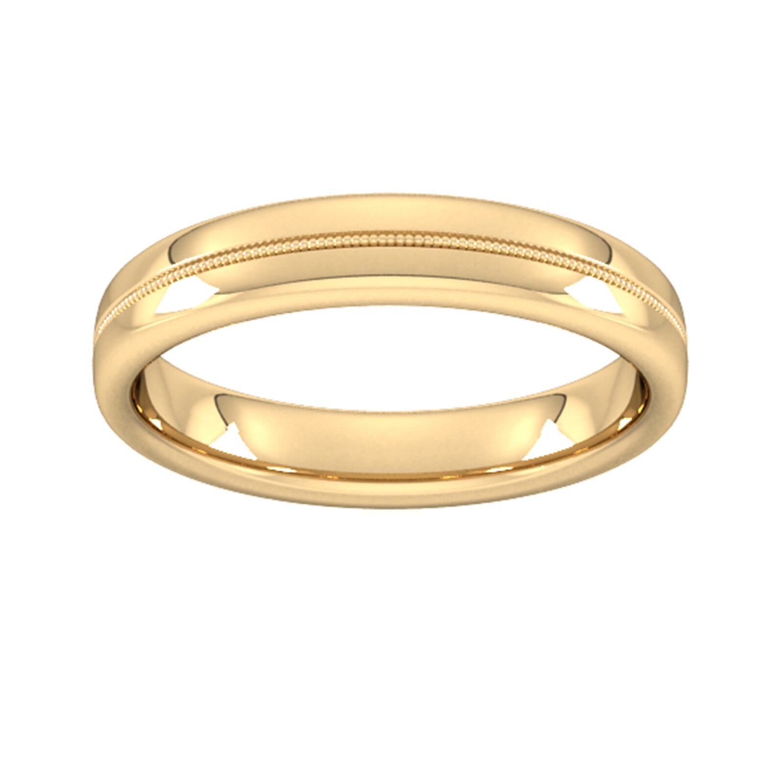 4mm D Shape Standard Milgrain Centre Wedding Ring In 9 Carat Yellow Gold - Ring Size M