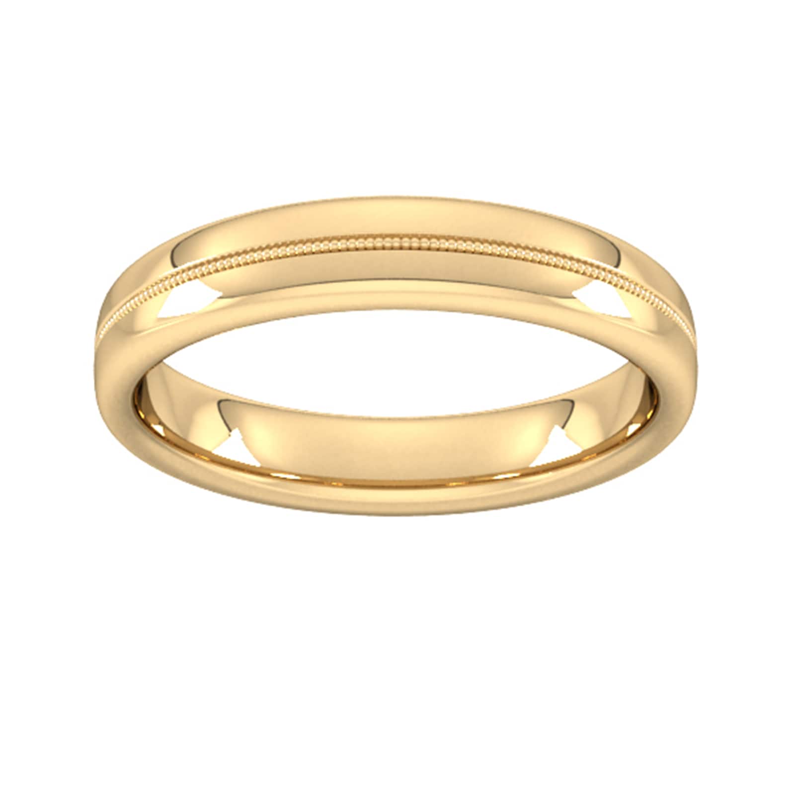 Goldsmiths 4mm D Shape Standard Milgrain Centre Wedding Ring In 9 Carat Yellow Gold