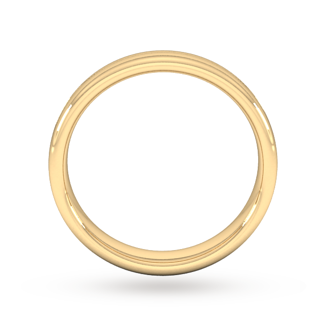Goldsmiths 4mm D Shape Standard Milgrain Centre Wedding Ring In 9 Carat Yellow Gold