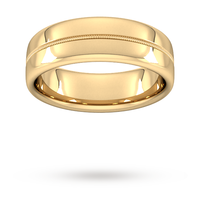Goldsmiths 7mm D Shape Standard Milgrain Centre Wedding Ring In 9 Carat Yellow Gold - Ring Size Q