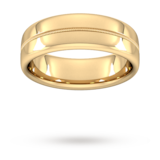 Goldsmiths 7mm D Shape Standard Milgrain Centre Wedding Ring In 9 Carat Yellow Gold
