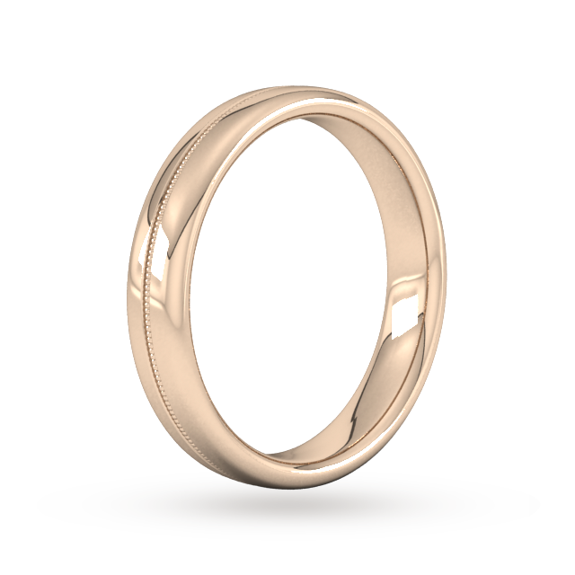 Goldsmiths 4mm D Shape Standard Milgrain Centre Wedding Ring In 9 Carat Rose Gold