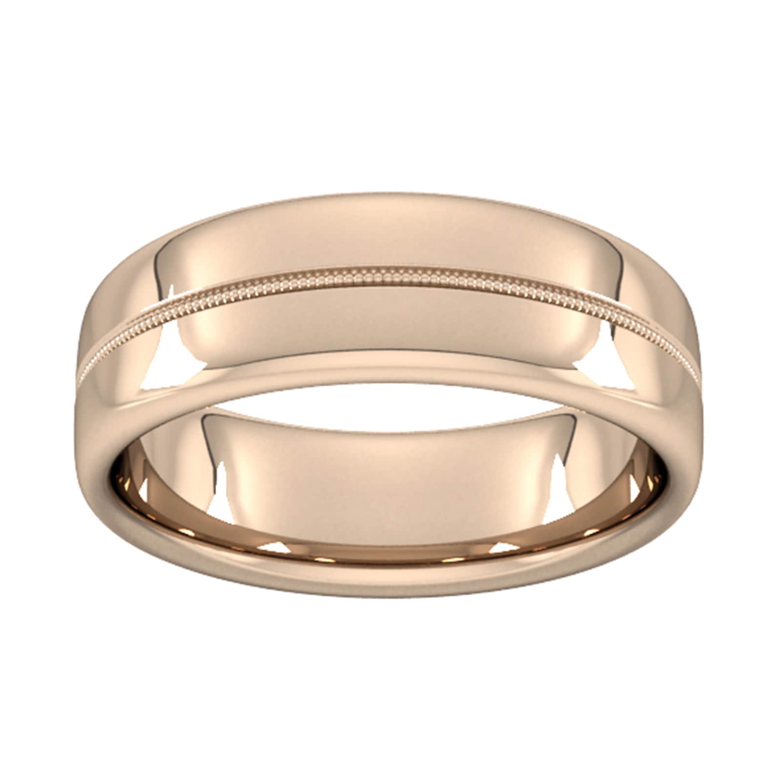 Goldsmiths 7mm D Shape Standard Milgrain Centre Wedding Ring In 9 Carat Rose Gold