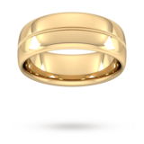 Goldsmiths 8mm D Shape Heavy Milgrain Centre Wedding Ring In 18 Carat Yellow Gold