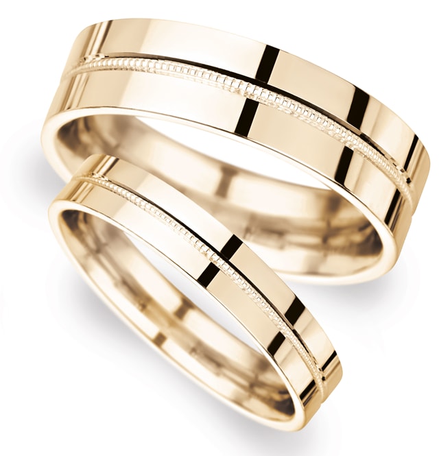 Goldsmiths 8mm D Shape Heavy Milgrain Centre Wedding Ring In 18 Carat Rose Gold