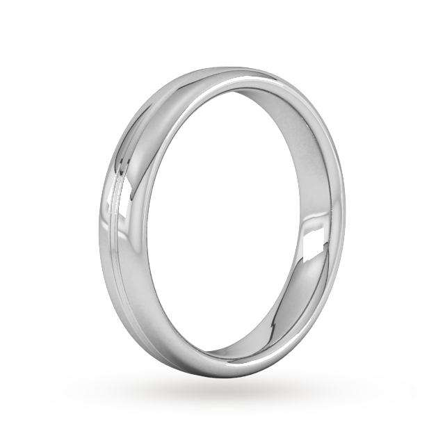 Goldsmiths 4mm Slight Court Extra Heavy Grooved Polished Finish Wedding Ring In 9 Carat White Gold