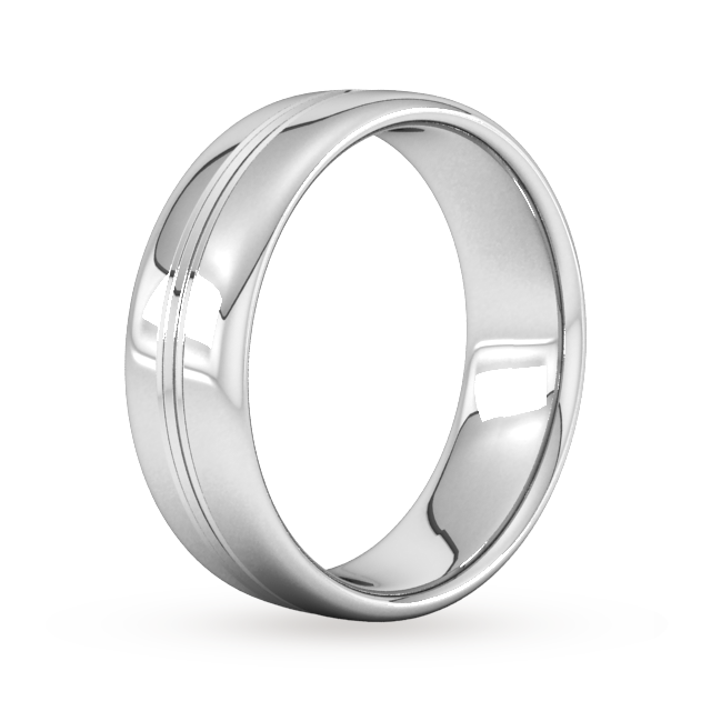 Goldsmiths 7mm Slight Court Extra Heavy Grooved Polished Finish Wedding Ring In 9 Carat White Gold