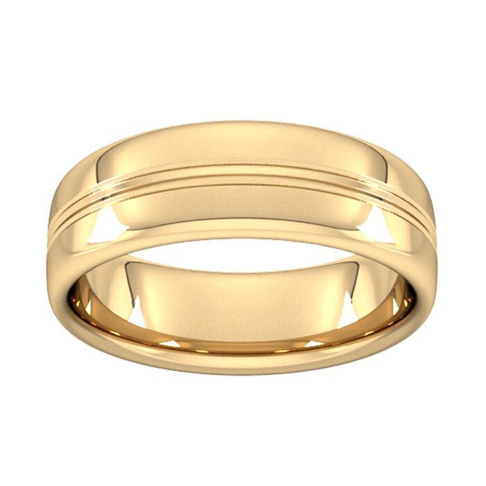 Goldsmiths 7mm Slight Court Extra Heavy Grooved Polished Finish Wedding Ring In 9 Carat Yellow Gold - Ring Size K