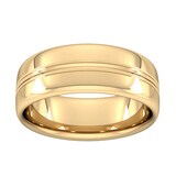 Goldsmiths 8mm Slight Court Extra Heavy Grooved Polished Finish Wedding Ring In 9 Carat Yellow Gold - Ring Size Q