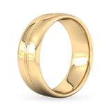 Goldsmiths 8mm Slight Court Extra Heavy Grooved Polished Finish Wedding Ring In 9 Carat Yellow Gold - Ring Size P