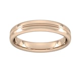 Goldsmiths 4mm Slight Court Standard Grooved Polished Finish Wedding Ring In 9 Carat Rose Gold - Ring Size P