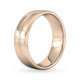 Goldsmiths 7mm Slight Court Standard Grooved Polished Finish Wedding Ring In 9 Carat Rose Gold - Ring Size R