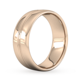 Goldsmiths 8mm Slight Court Standard Grooved Polished Finish Wedding Ring In 9 Carat Rose Gold - Ring Size S