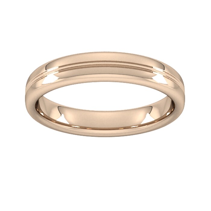 Goldsmiths 4mm Slight Court Heavy Grooved Polished Finish Wedding Ring In 9 Carat Rose Gold - Ring Size Q