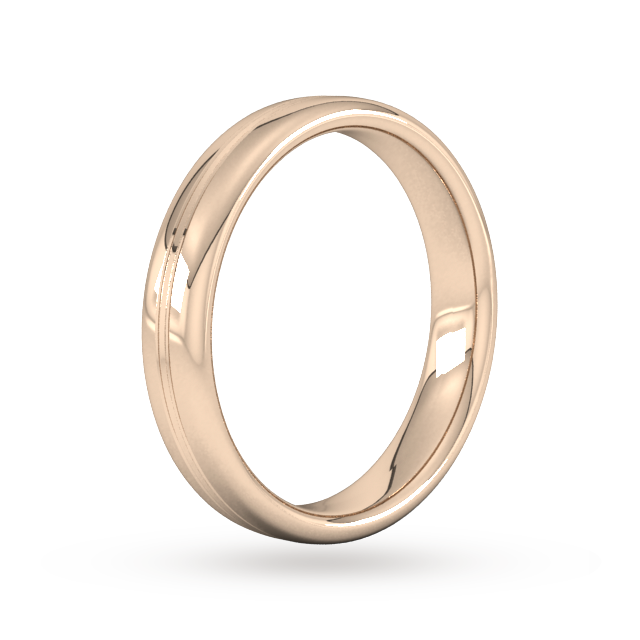 Goldsmiths 4mm Slight Court Heavy Grooved Polished Finish Wedding Ring In 9 Carat Rose Gold