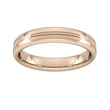 Goldsmiths 4mm Slight Court Extra Heavy Grooved Polished Finish Wedding Ring In 9 Carat Rose Gold - Ring Size P