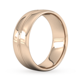 Goldsmiths 8mm Slight Court Extra Heavy Grooved Polished Finish Wedding Ring In 9 Carat Rose Gold - Ring Size P