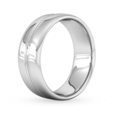 Goldsmiths 8mm Slight Court Heavy Grooved Polished Finish Wedding Ring In 18 Carat White Gold